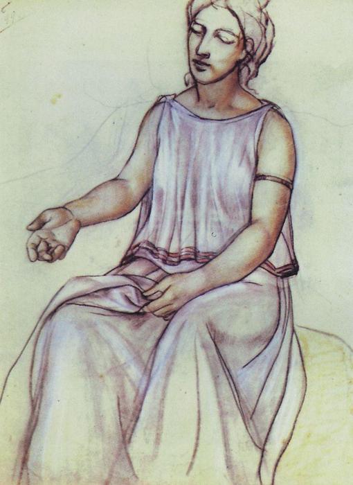 WikiOO.org - Encyclopedia of Fine Arts - Maleri, Artwork Kuzma Petrov-Vodkin - A woman in a chiton