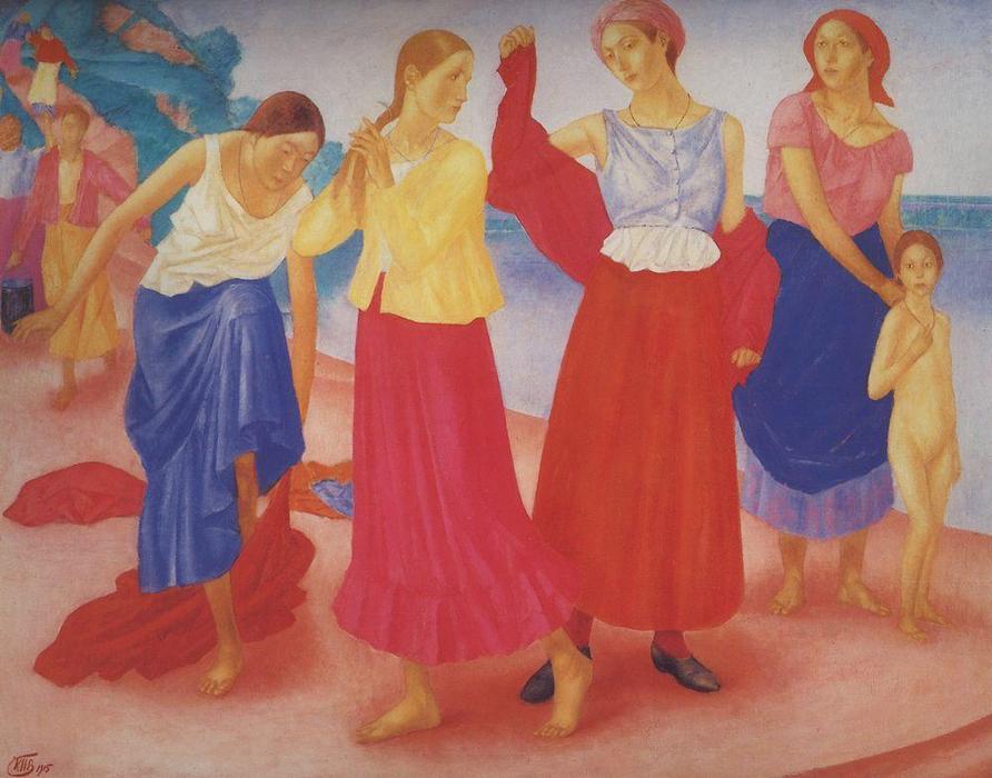 WikiOO.org - Encyclopedia of Fine Arts - Maleri, Artwork Kuzma Petrov-Vodkin - Girls on the Volga
