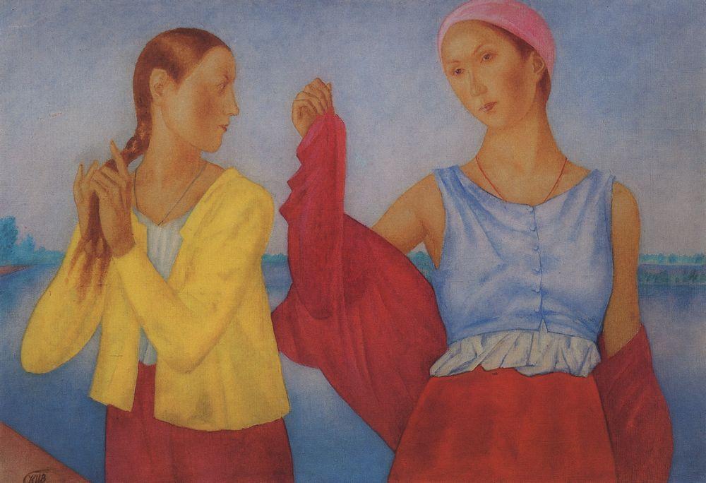 Wikioo.org - The Encyclopedia of Fine Arts - Painting, Artwork by Kuzma Petrov-Vodkin - Two Girls
