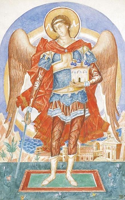 WikiOO.org - Encyclopedia of Fine Arts - Målning, konstverk Kuzma Petrov-Vodkin - Archangel Michael
