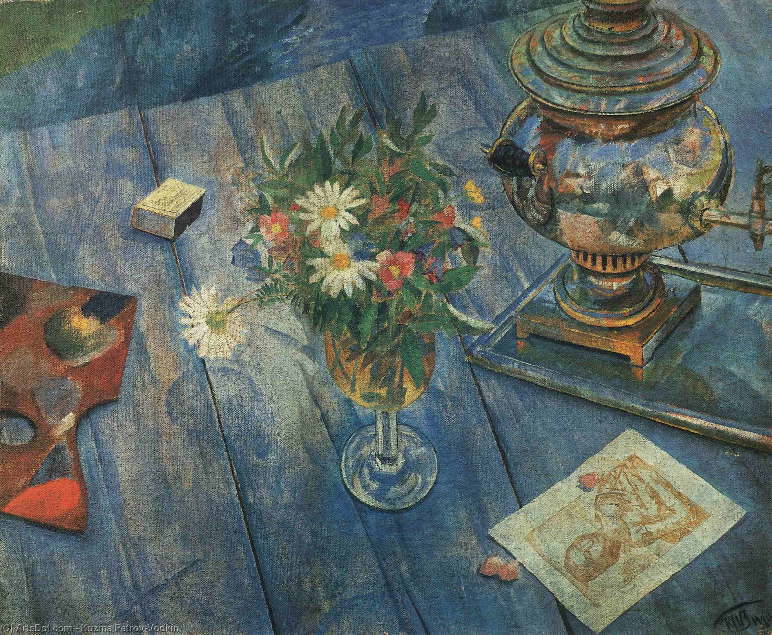 Wikioo.org - Bách khoa toàn thư về mỹ thuật - Vẽ tranh, Tác phẩm nghệ thuật Kuzma Petrov-Vodkin - Still life with samovar