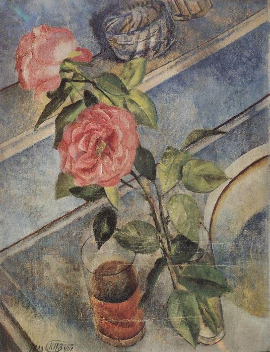 Wikioo.org - The Encyclopedia of Fine Arts - Painting, Artwork by Kuzma Petrov-Vodkin - Still life with roses