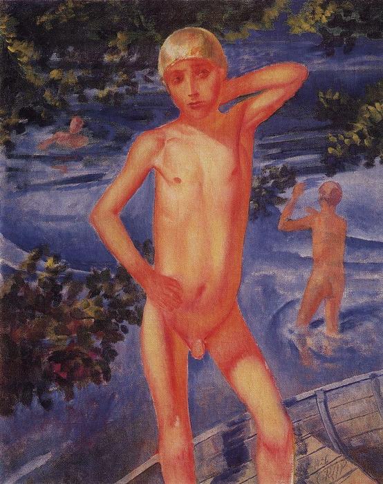 Wikioo.org – L'Encyclopédie des Beaux Arts - Peinture, Oeuvre de Kuzma Petrov-Vodkin - baignade garçons