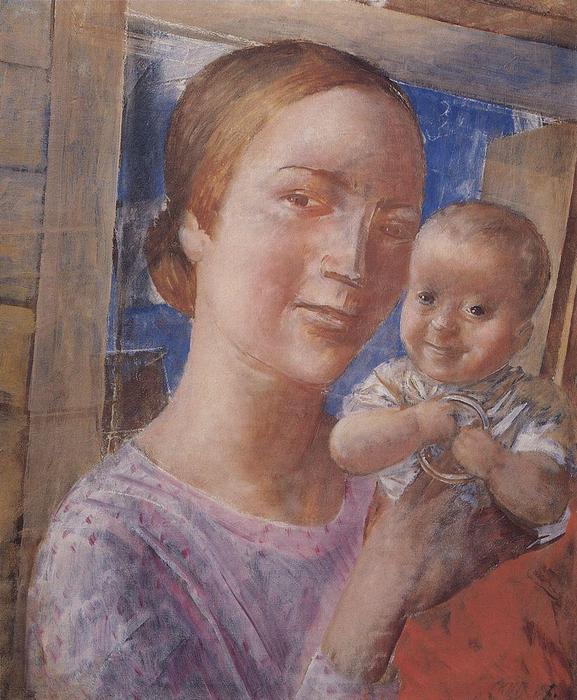 Wikioo.org - The Encyclopedia of Fine Arts - Painting, Artwork by Kuzma Petrov-Vodkin - Mother and child