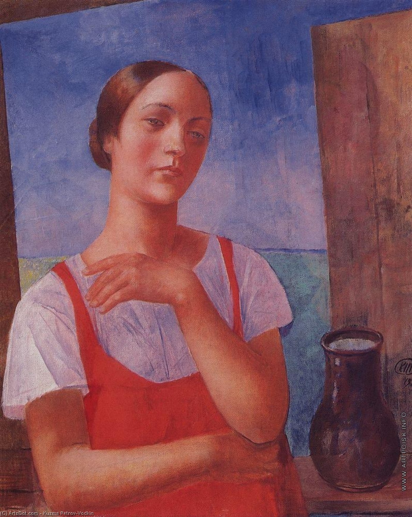WikiOO.org - Encyclopedia of Fine Arts - Malba, Artwork Kuzma Petrov-Vodkin - The girl in sarafan