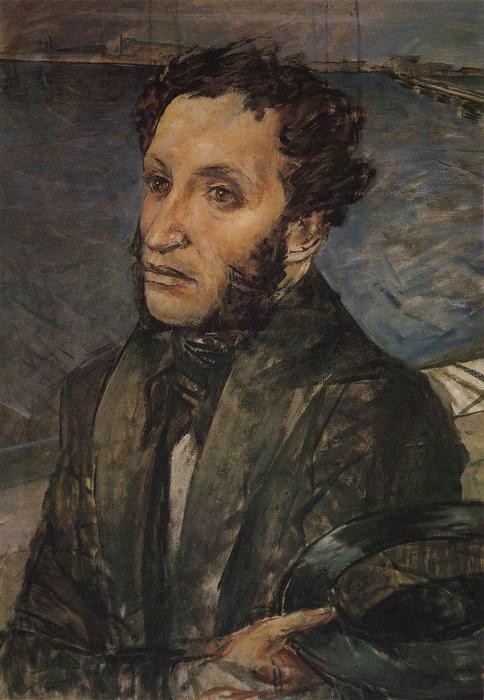 WikiOO.org - Encyclopedia of Fine Arts - Maľba, Artwork Kuzma Petrov-Vodkin - Pushkin in St. Petersburg