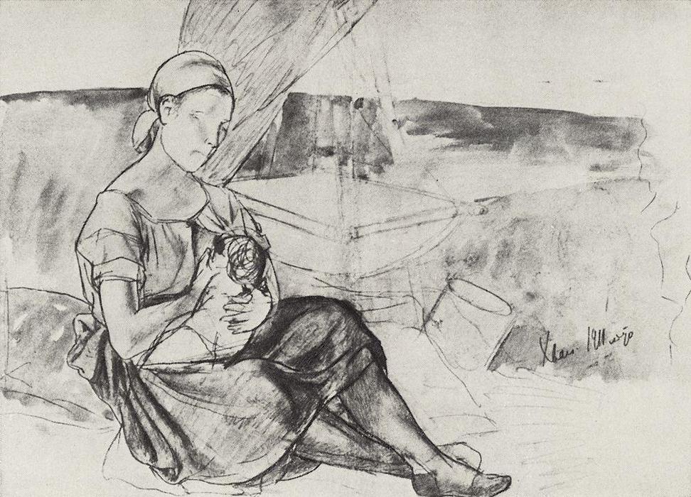 Wikioo.org - Bách khoa toàn thư về mỹ thuật - Vẽ tranh, Tác phẩm nghệ thuật Kuzma Petrov-Vodkin - Sketch for a picture of Mother