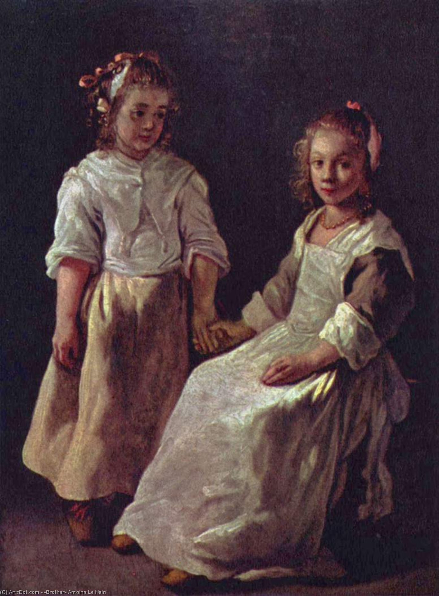 Wikioo.org - The Encyclopedia of Fine Arts - Painting, Artwork by Antoine (Brother) Le Nain - Two girls