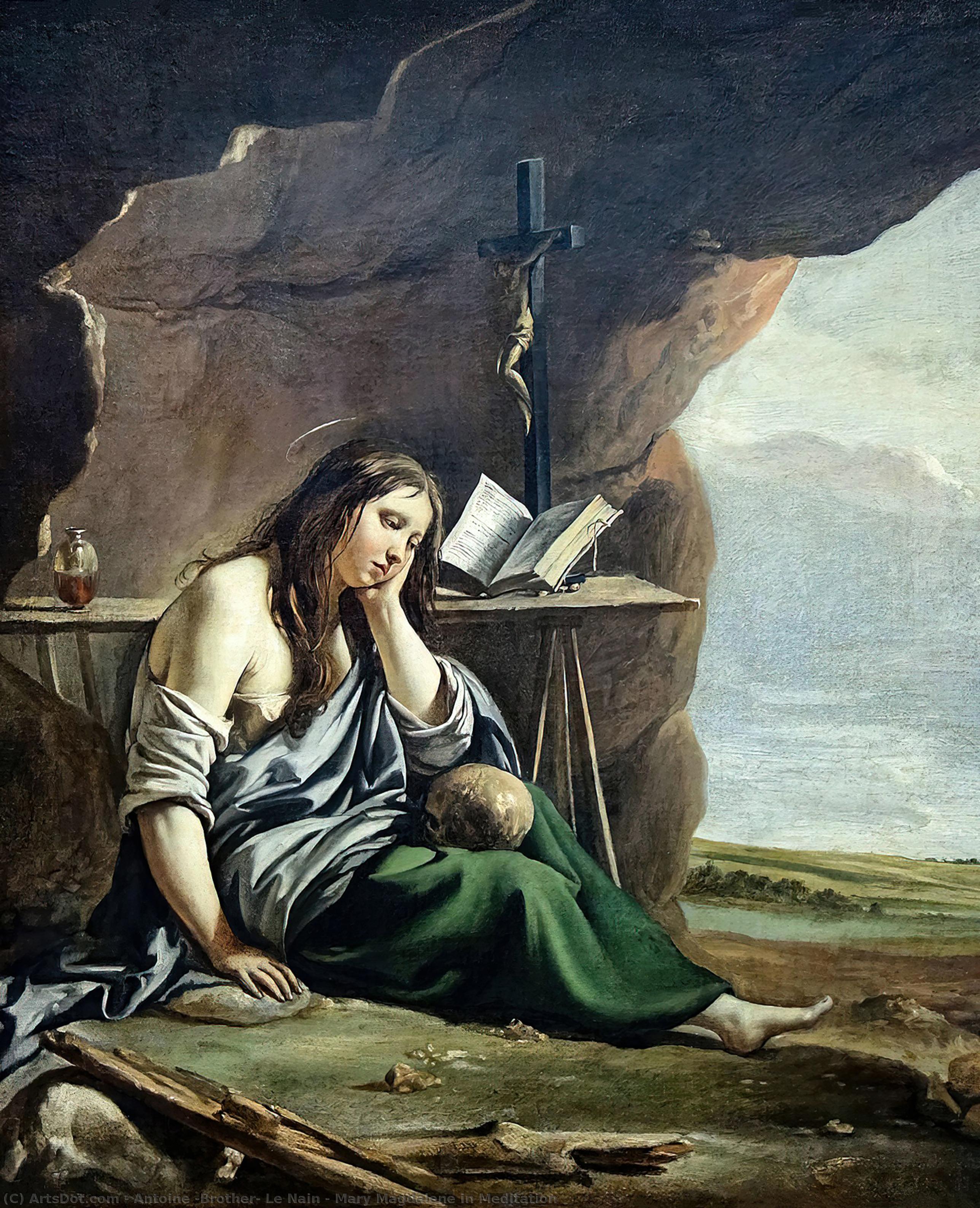 Wikioo.org - The Encyclopedia of Fine Arts - Painting, Artwork by Antoine (Brother) Le Nain - Mary Magdalene in Meditation