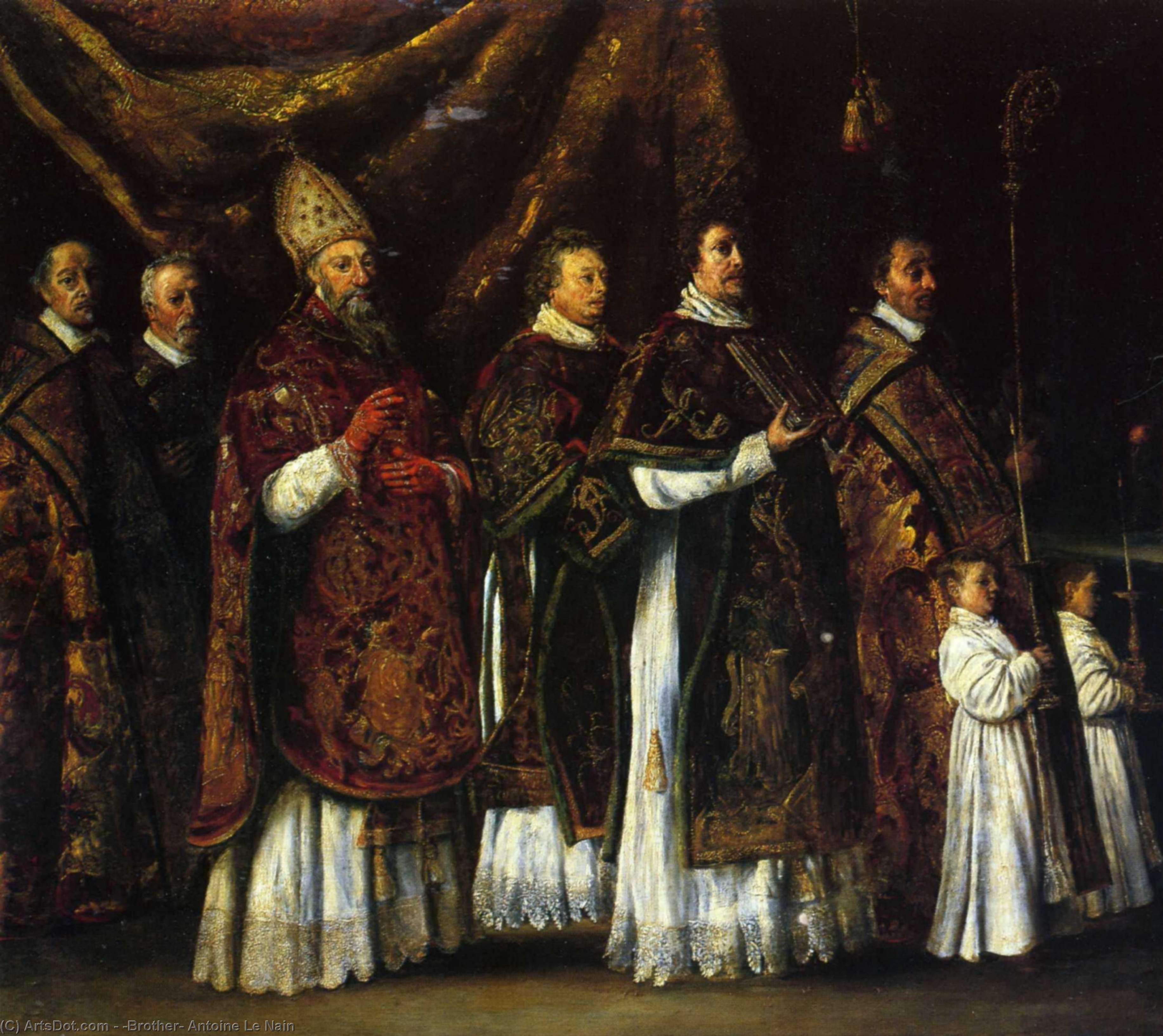 WikiOO.org - Εγκυκλοπαίδεια Καλών Τεχνών - Ζωγραφική, έργα τέχνης Antoine (Brother) Le Nain - The Pontifical mass
