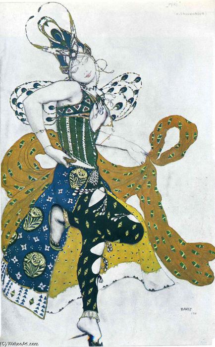 Wikioo.org - The Encyclopedia of Fine Arts - Painting, Artwork by Leon Bakst - Sketch for the ballet 'La Peri', by Paul Dukas