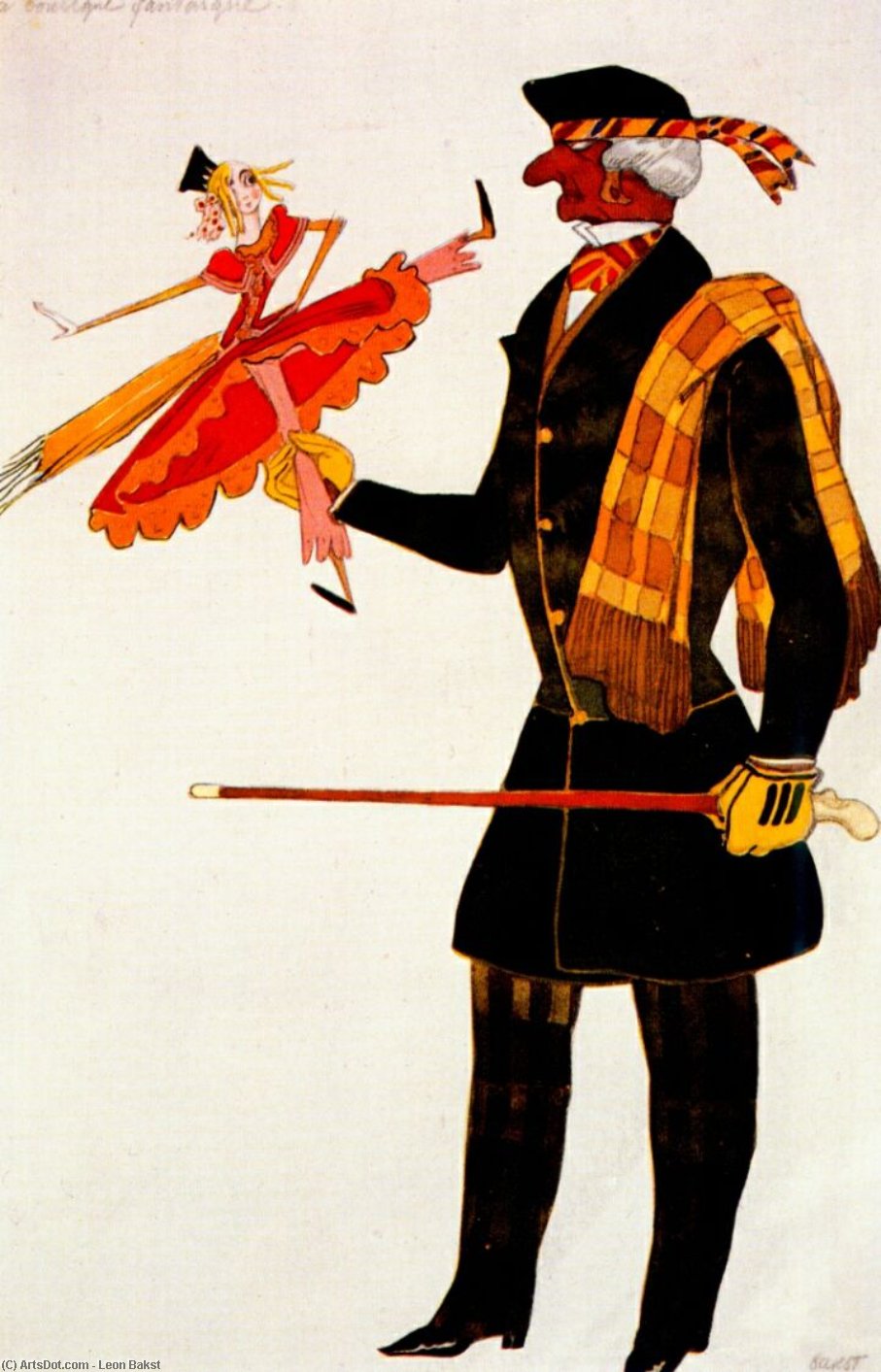 WikiOO.org - Encyclopedia of Fine Arts - Maalaus, taideteos Leon Bakst - Costume for the Englishman, from La Boutique Fantastique