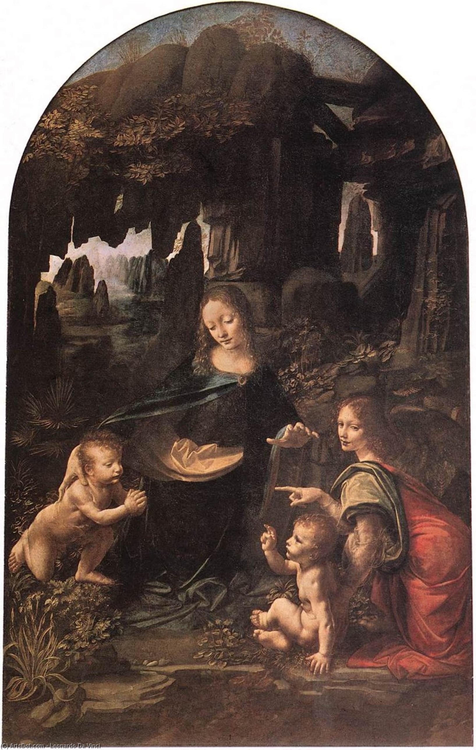 Wikoo.org - موسوعة الفنون الجميلة - اللوحة، العمل الفني Leonardo Da Vinci - The Virgin of the Rocks