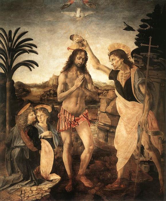 Wikioo.org - Die Enzyklopädie bildender Kunst - Malerei, Kunstwerk von Leonardo Da Vinci - der `baptism` christi