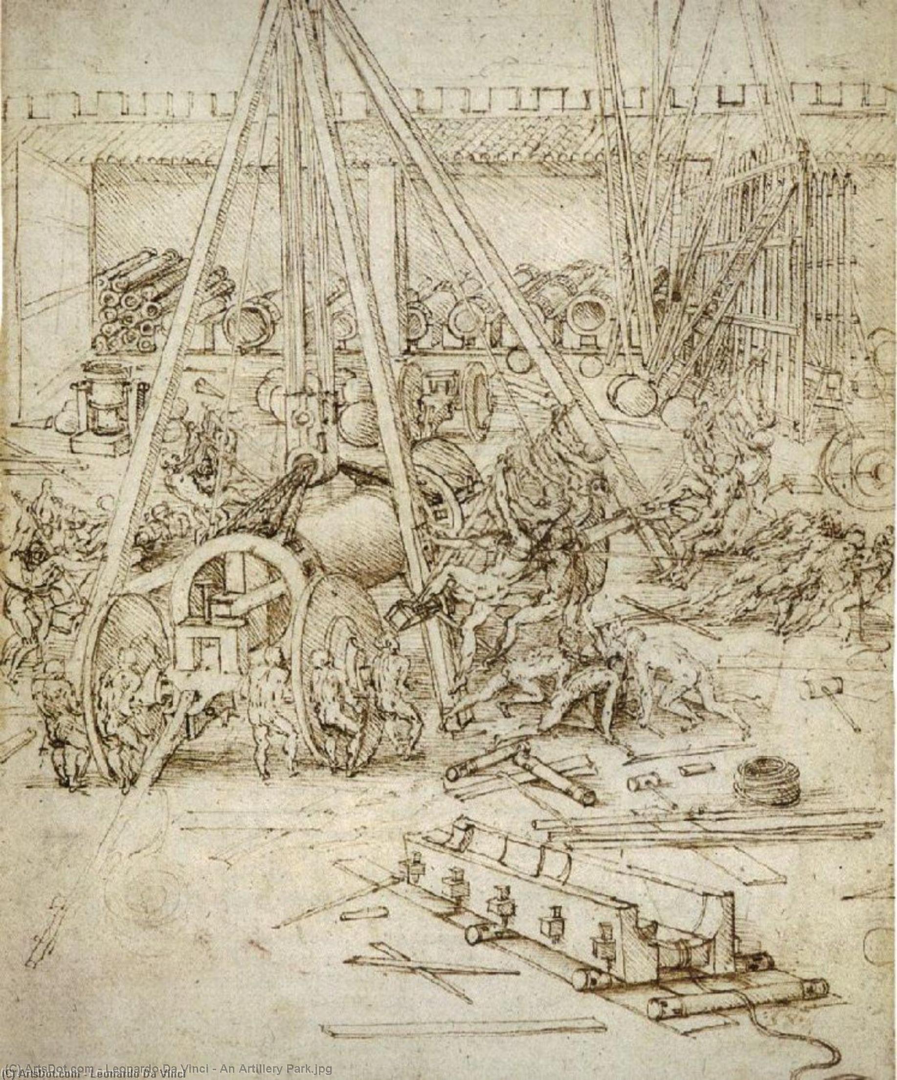 WikiOO.org - Enciklopedija likovnih umjetnosti - Slikarstvo, umjetnička djela Leonardo Da Vinci - An Artillery Park.jpg