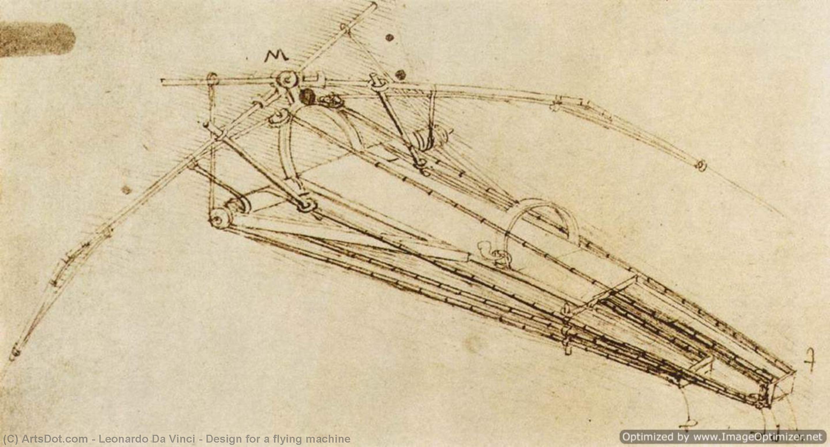 Wikioo.org - The Encyclopedia of Fine Arts - Painting, Artwork by Leonardo Da Vinci - Design for a flying machine