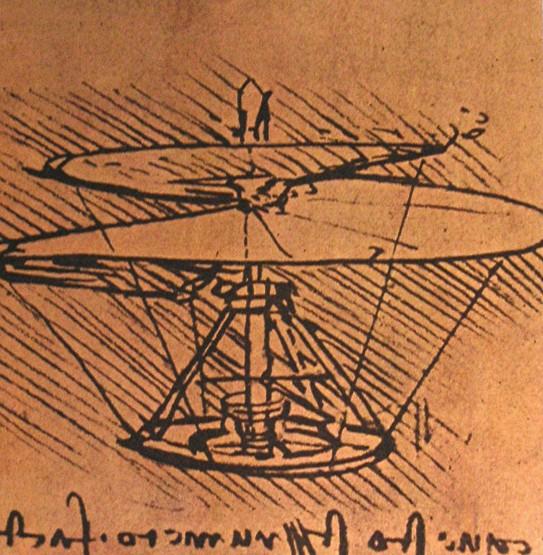 Wikioo.org - The Encyclopedia of Fine Arts - Painting, Artwork by Leonardo Da Vinci - Design for a helicopter