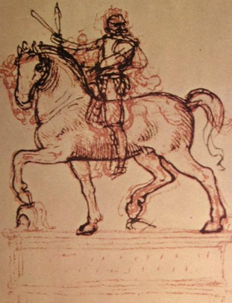 Wikioo.org - The Encyclopedia of Fine Arts - Painting, Artwork by Leonardo Da Vinci - Drawing of an equestrian monument