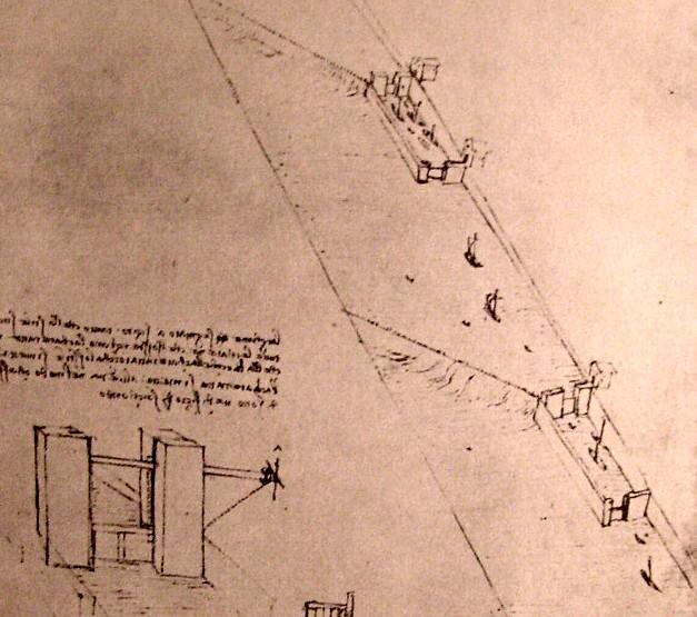 Wikioo.org - Bách khoa toàn thư về mỹ thuật - Vẽ tranh, Tác phẩm nghệ thuật Leonardo Da Vinci - Drawing of locks on a river
