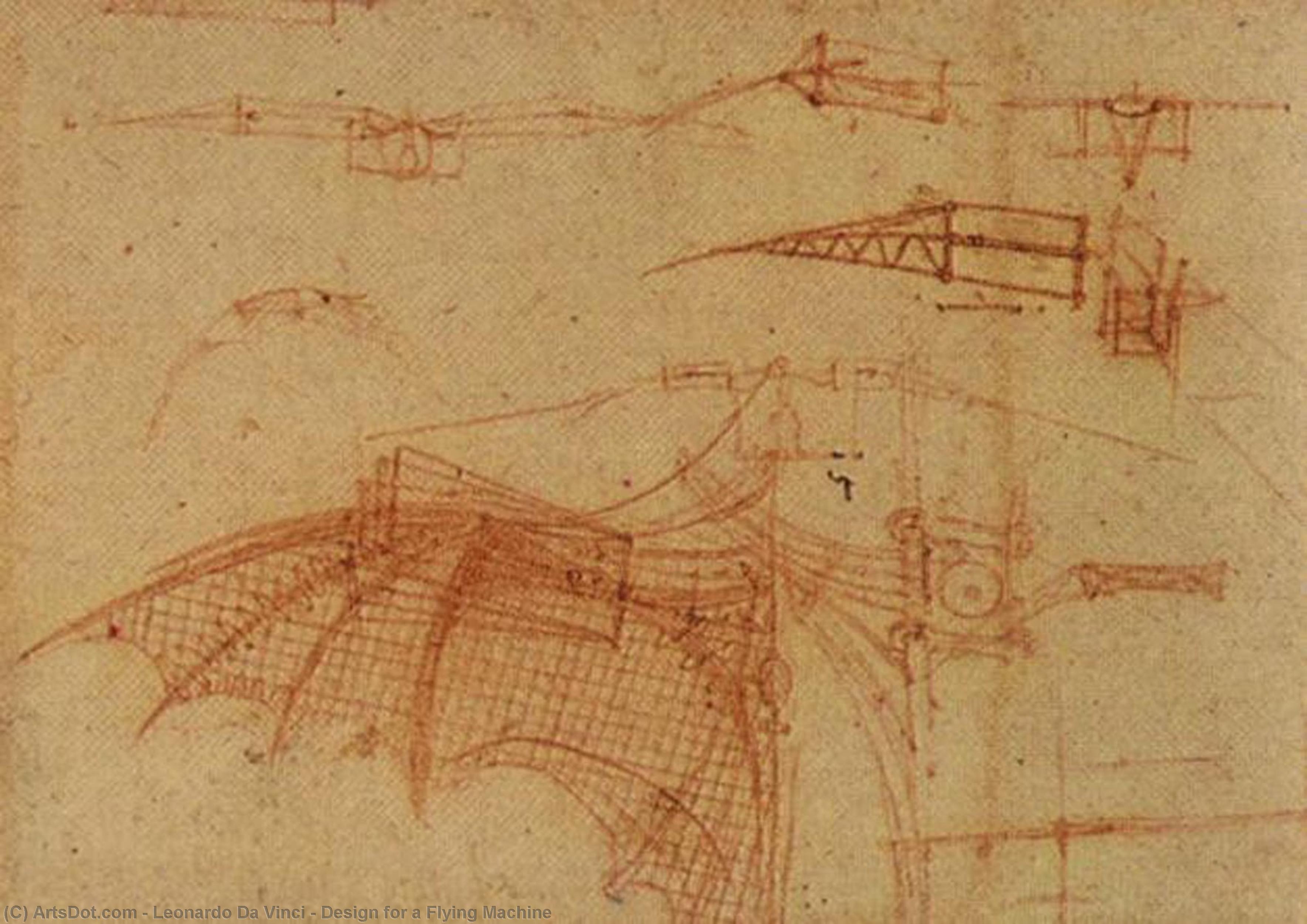 WikiOO.org - Güzel Sanatlar Ansiklopedisi - Resim, Resimler Leonardo Da Vinci - Design for a Flying Machine