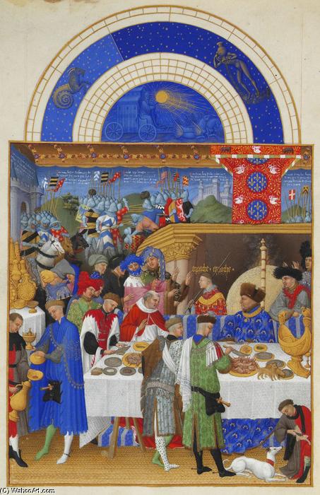 WikiOO.org - Encyclopedia of Fine Arts - Lukisan, Artwork Limbourg Brothers - January: Banquet Scene