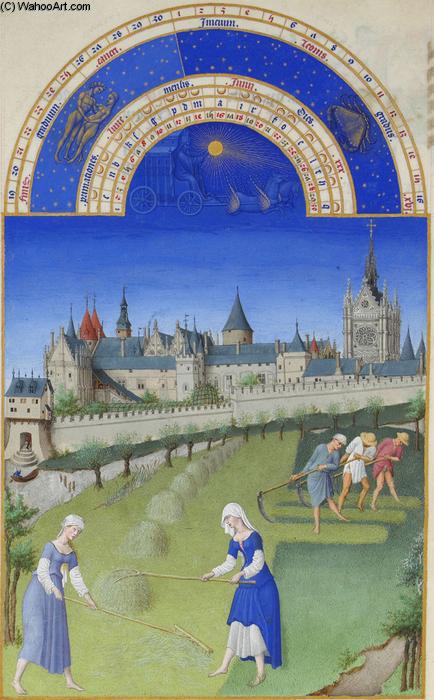 Wikioo.org - The Encyclopedia of Fine Arts - Painting, Artwork by Limbourg Brothers - Fascimile of June: Haymaking