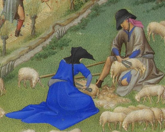 WikiOO.org - Enciclopédia das Belas Artes - Pintura, Arte por Limbourg Brothers - Juillet Sheep Shearing