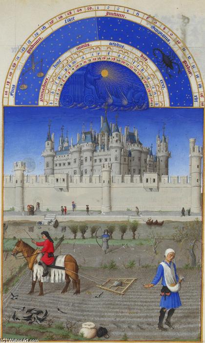 WikiOO.org - Encyclopedia of Fine Arts - Lukisan, Artwork Limbourg Brothers - October: Sowing the Winter Grain