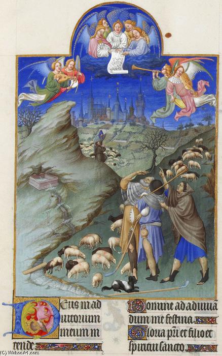 Wikioo.org – La Enciclopedia de las Bellas Artes - Pintura, Obras de arte de Limbourg Brothers - el Anunciación a la `shepherds`