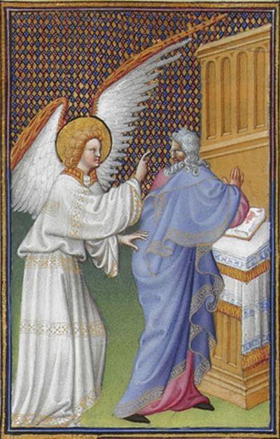 Wikioo.org - The Encyclopedia of Fine Arts - Painting, Artwork by Limbourg Brothers - The Archangel Gabriel Appears to Zachary