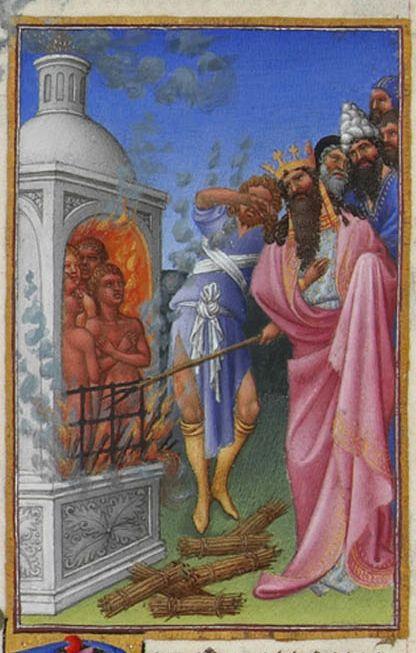 WikiOO.org - Encyclopedia of Fine Arts - Maleri, Artwork Limbourg Brothers - The Three Hebrews Cast into the Fiery Furnace