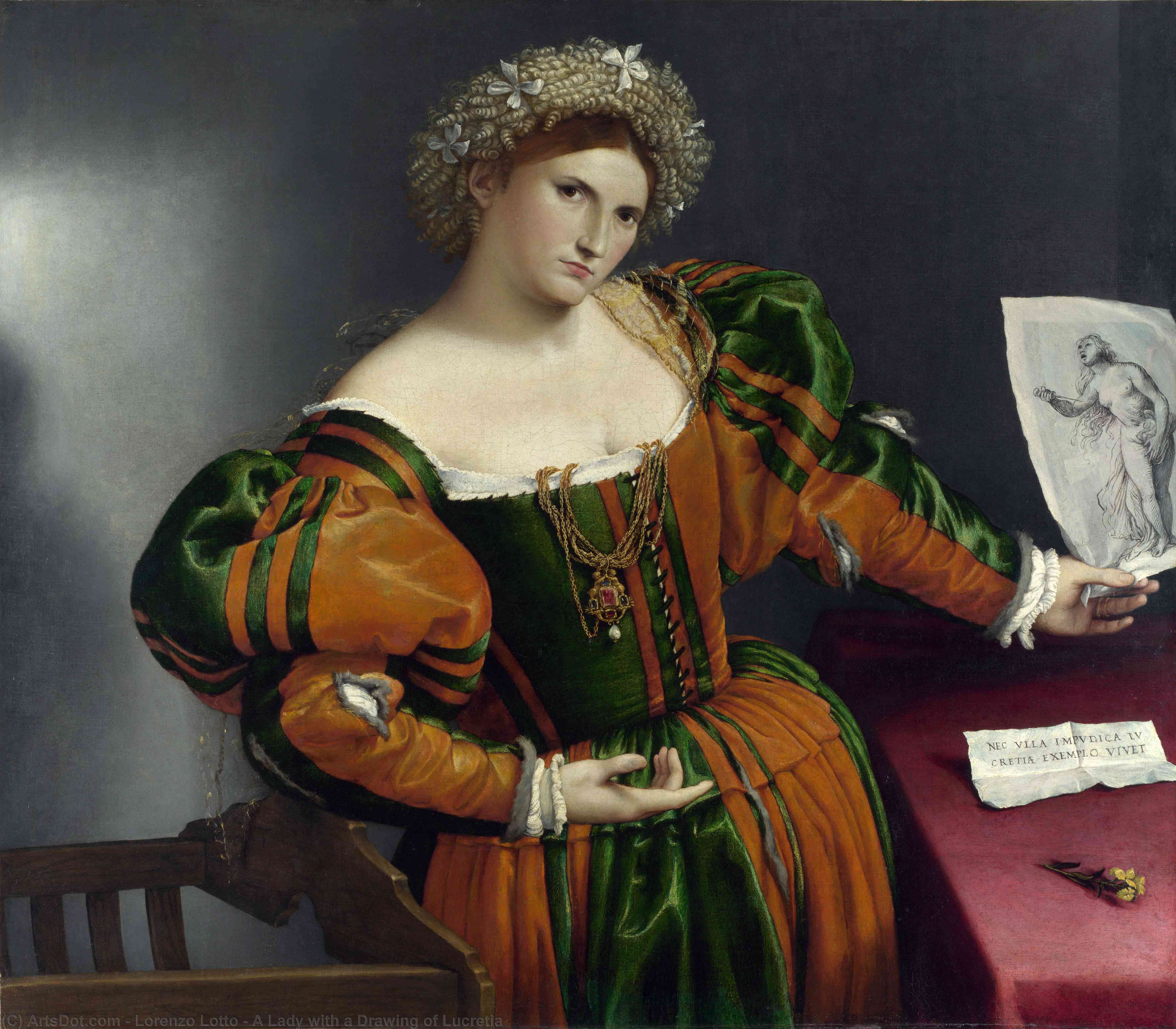 Wikioo.org - The Encyclopedia of Fine Arts - Painting, Artwork by Lorenzo Lotto - A Lady with a Drawing of Lucretia