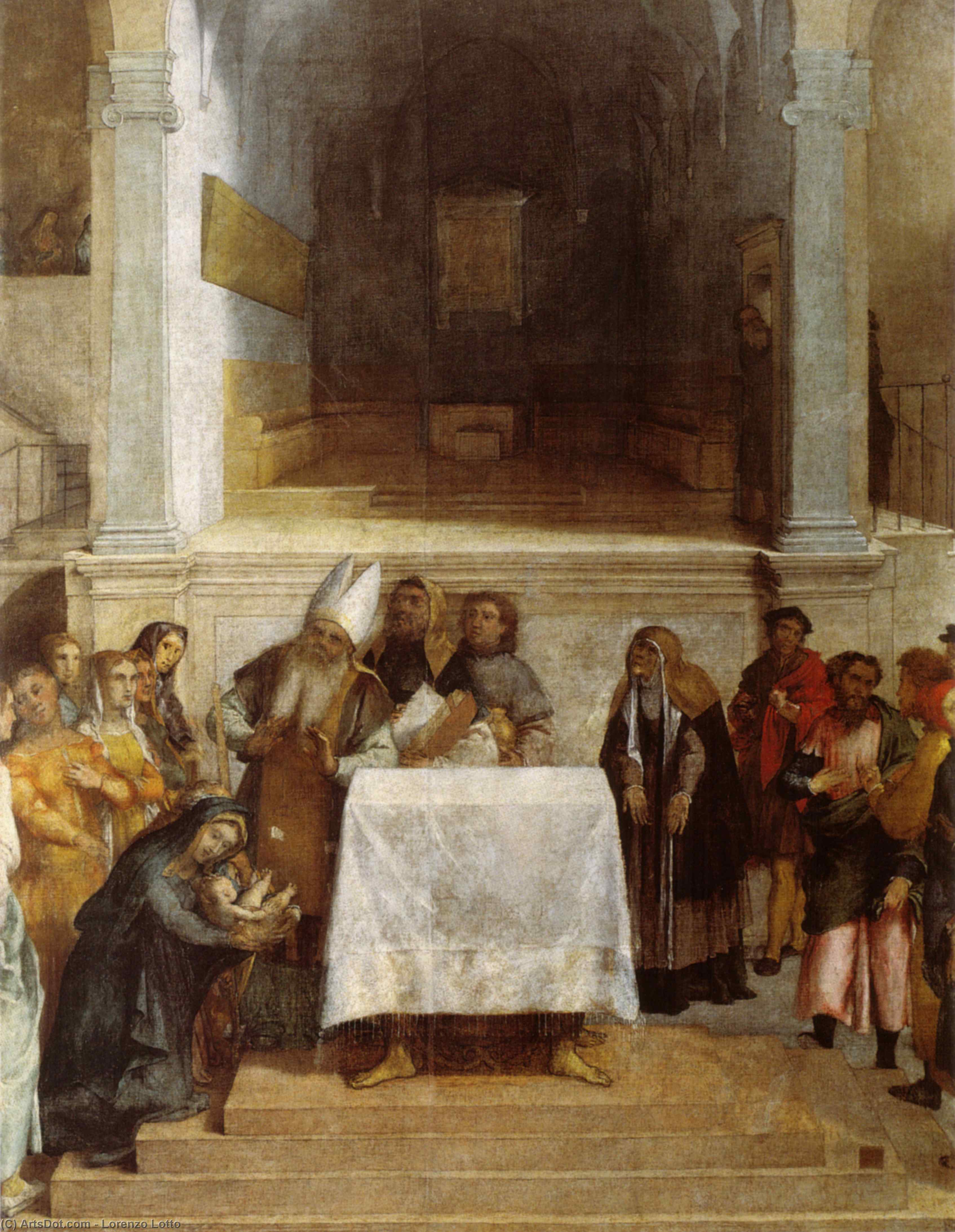 Wikioo.org – L'Enciclopedia delle Belle Arti - Pittura, Opere di Lorenzo Lotto - il presentazione di cristo nel tempio