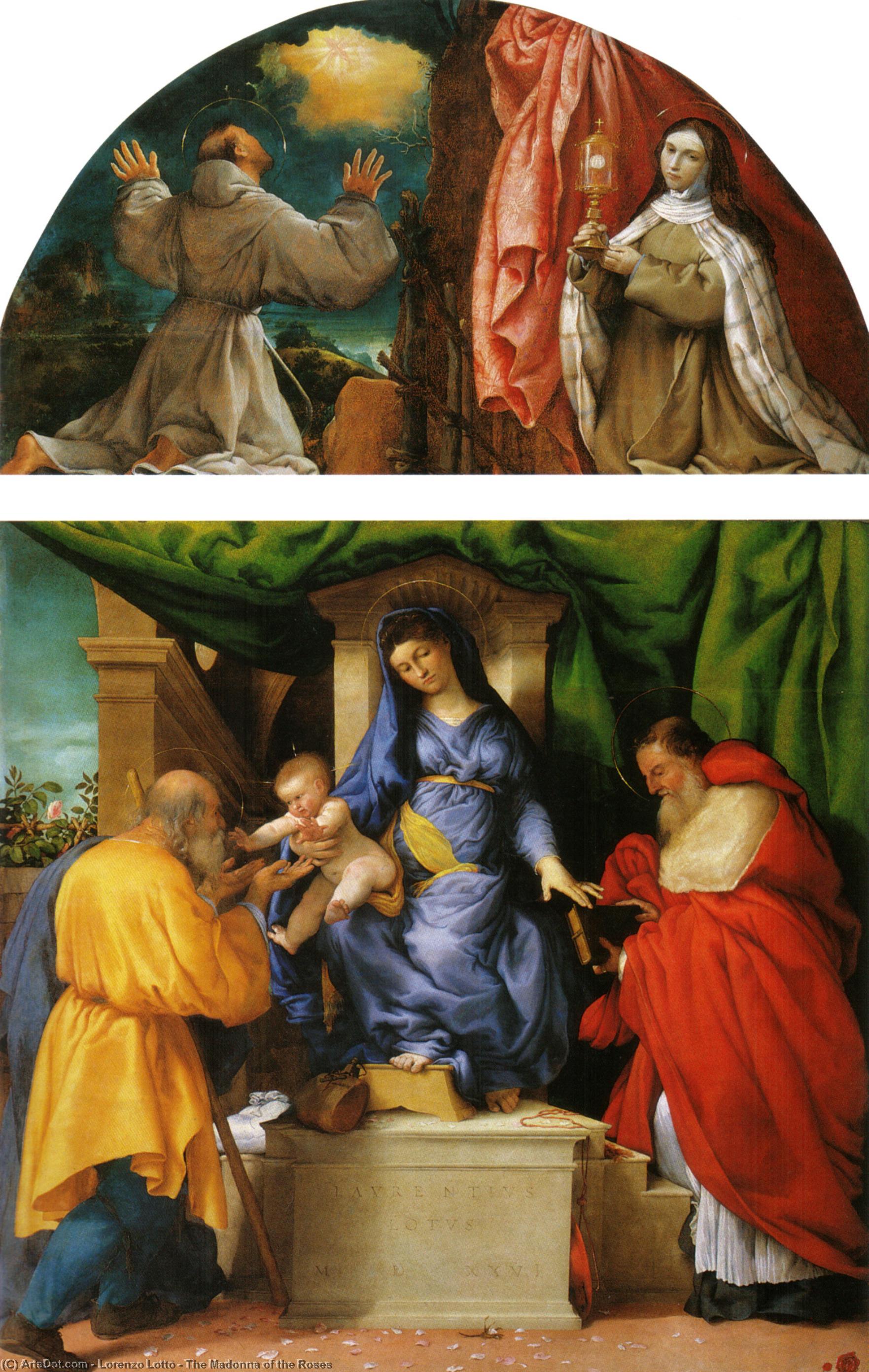 Wikioo.org - The Encyclopedia of Fine Arts - Painting, Artwork by Lorenzo Lotto - The Madonna of the Roses