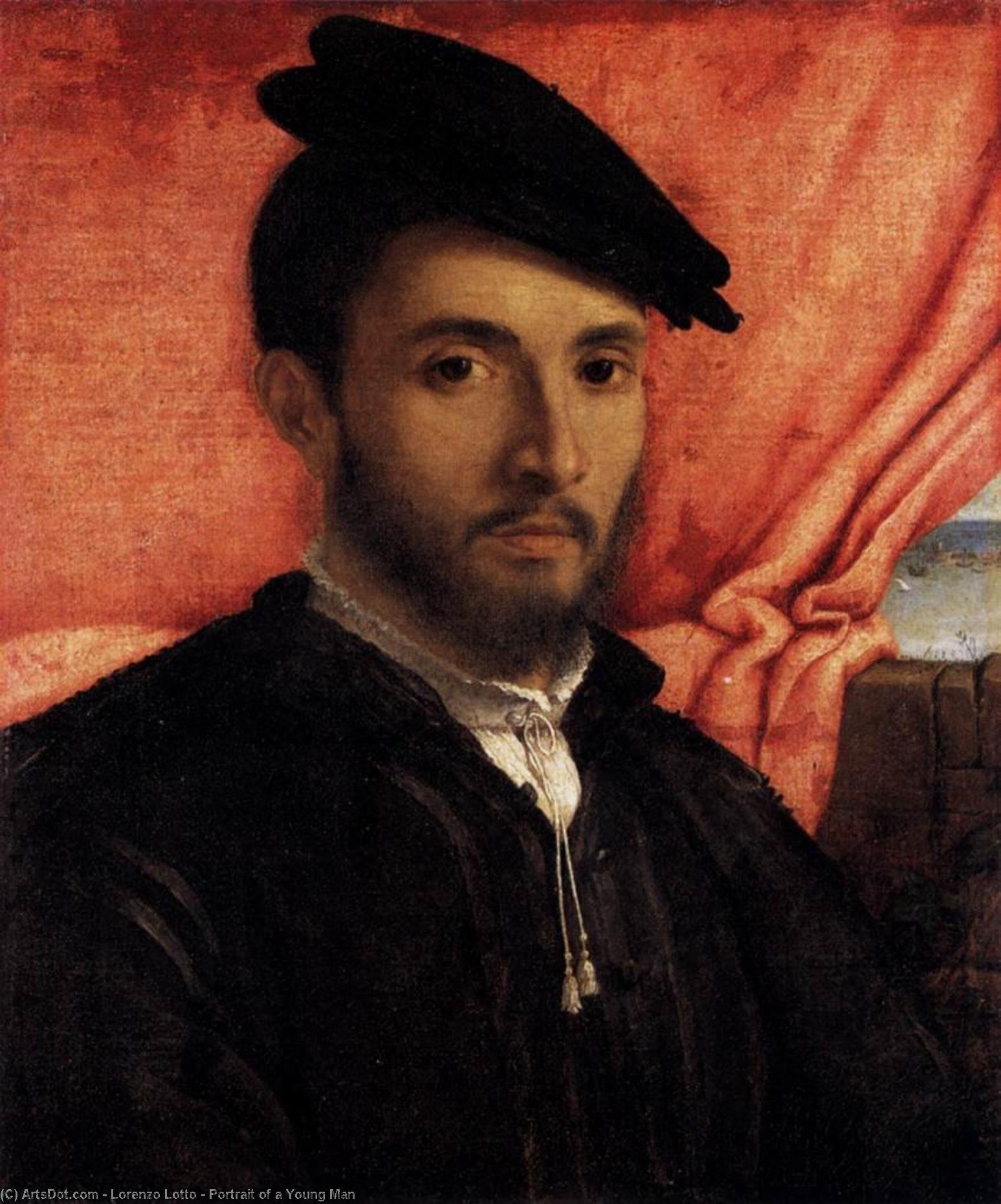 WikiOO.org - 百科事典 - 絵画、アートワーク Lorenzo Lotto - の肖像画 若い 男