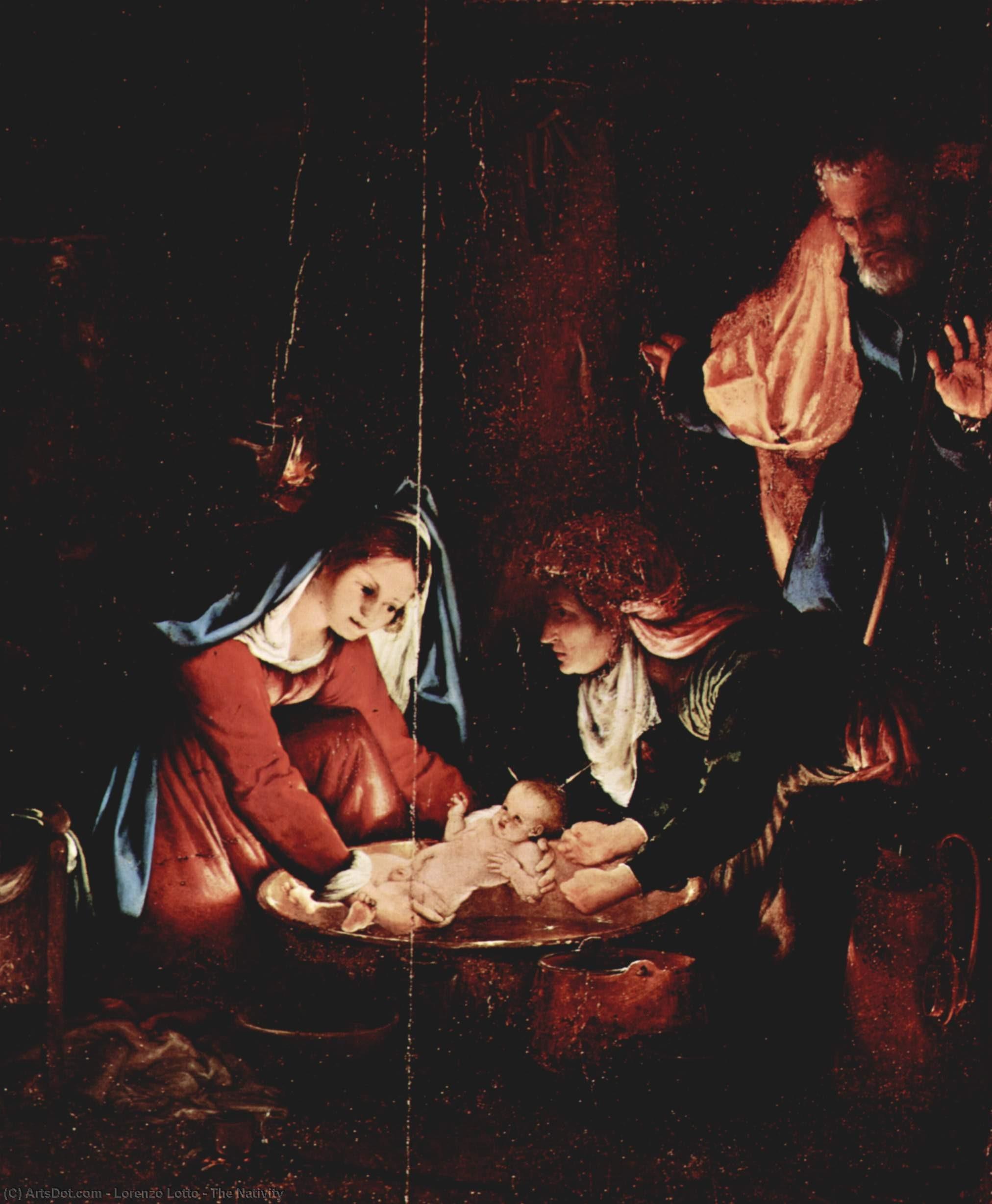 Wikoo.org - موسوعة الفنون الجميلة - اللوحة، العمل الفني Lorenzo Lotto - The Nativity