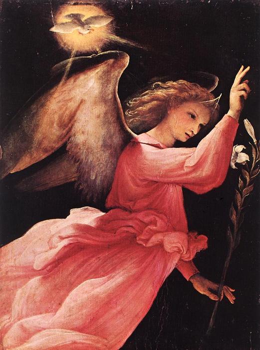 WikiOO.org - 百科事典 - 絵画、アートワーク Lorenzo Lotto - 受胎告知の天使