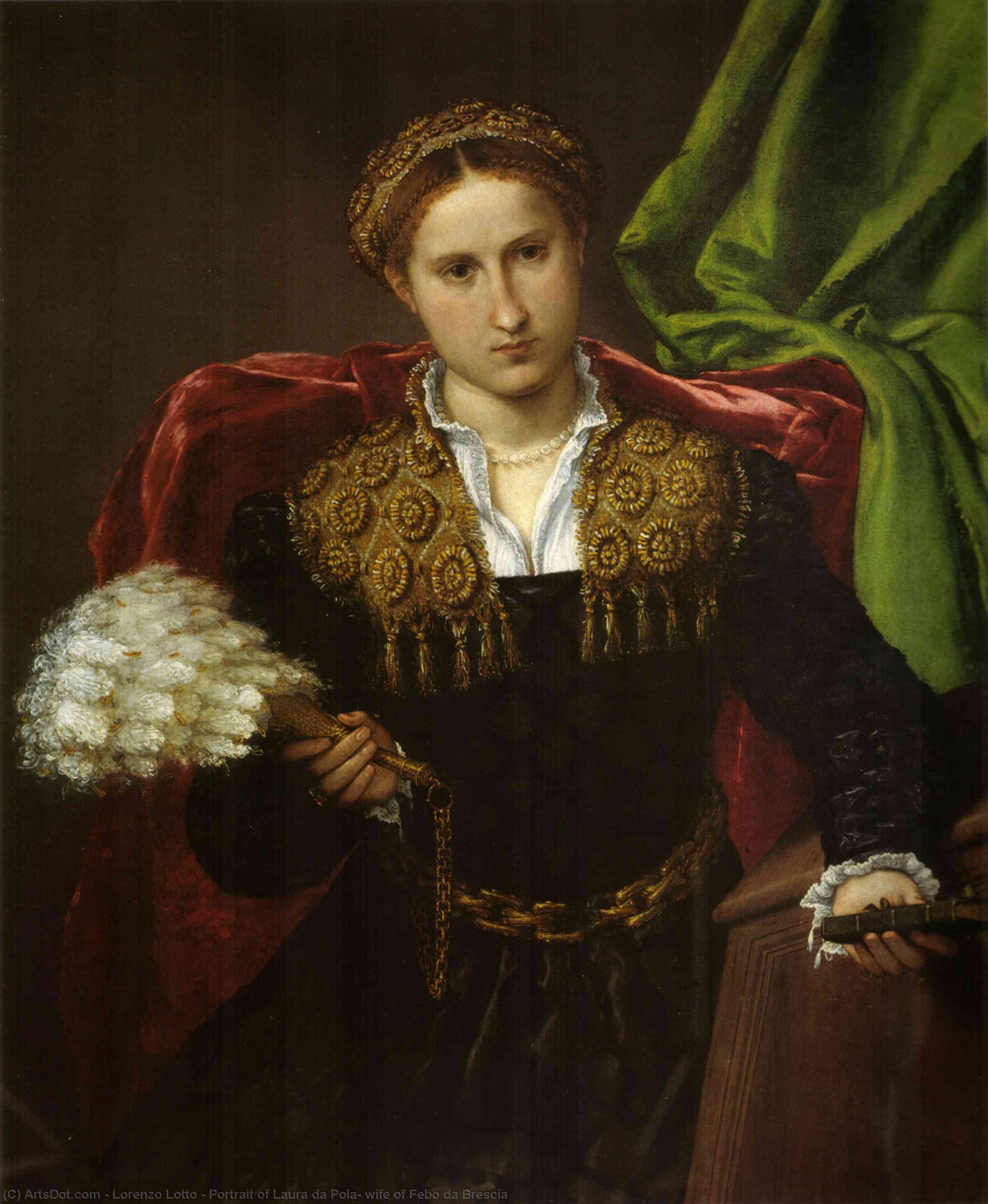 Wikioo.org - The Encyclopedia of Fine Arts - Painting, Artwork by Lorenzo Lotto - Portrait of Laura da Pola, wife of Febo da Brescia