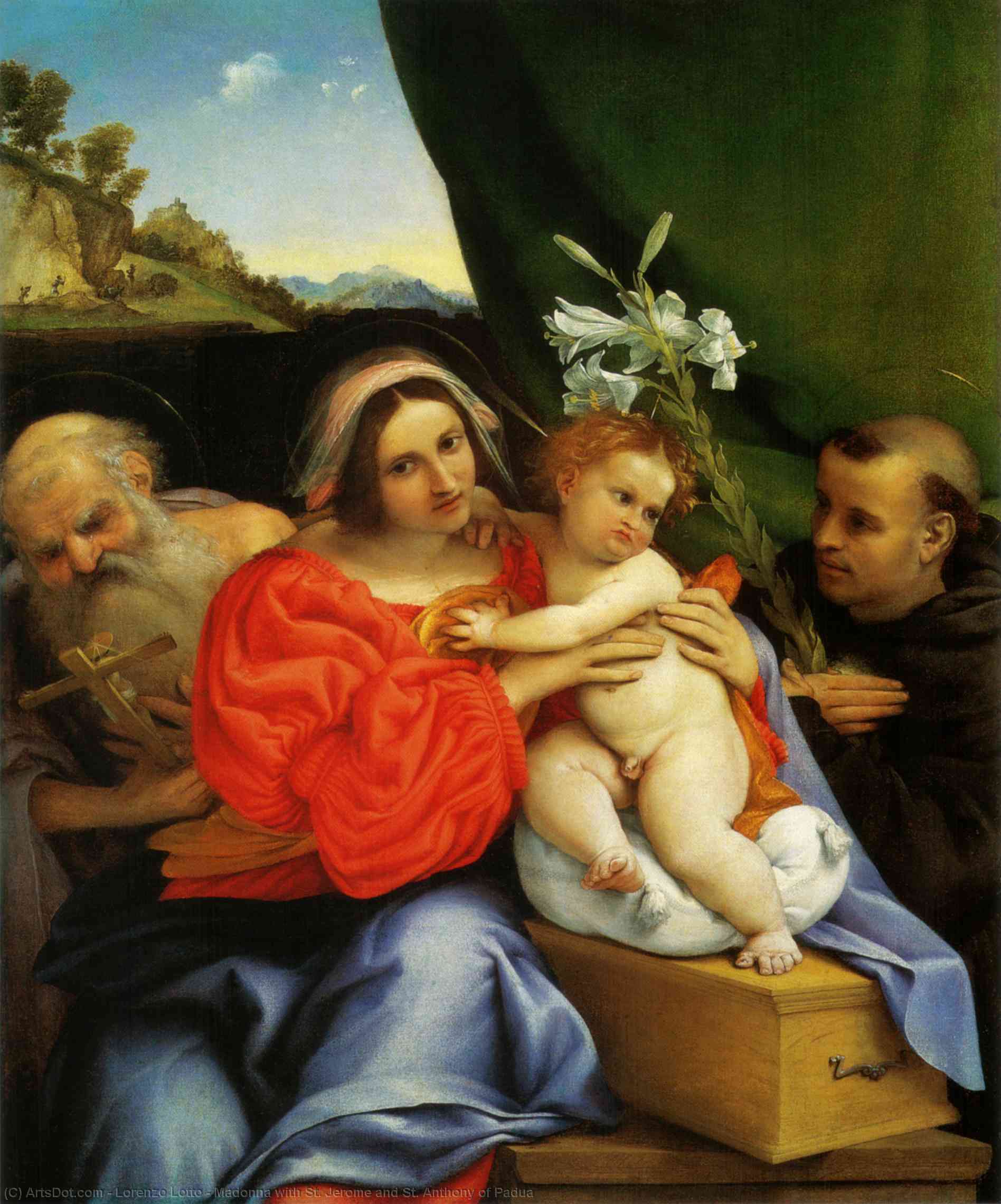 Wikioo.org - The Encyclopedia of Fine Arts - Painting, Artwork by Lorenzo Lotto - Madonna with St. Jerome and St. Anthony of Padua
