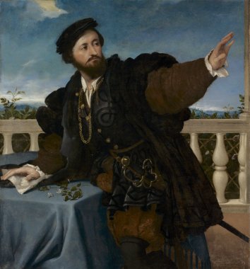 WikiOO.org - Encyclopedia of Fine Arts - Lukisan, Artwork Lorenzo Lotto - A Nobleman on a Balcony