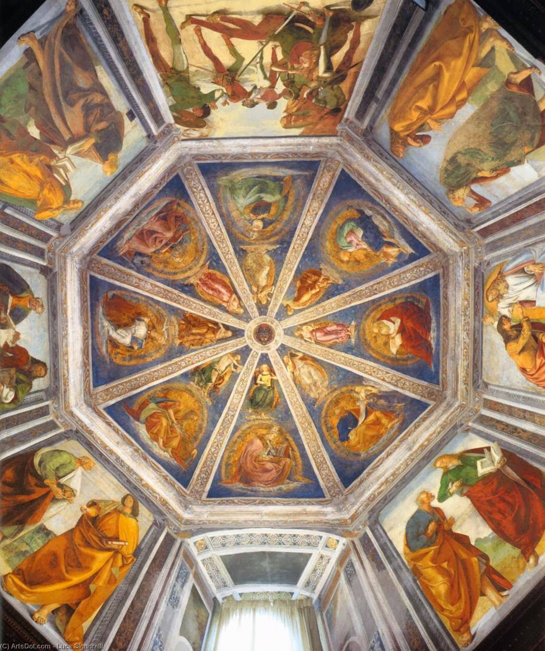 Wikioo.org - The Encyclopedia of Fine Arts - Painting, Artwork by Luca Signorelli - View of the Vaulting of the Sacristy of St John