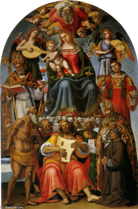 Wikioo.org - Die Enzyklopädie bildender Kunst - Malerei, Kunstwerk von Luca Signorelli - madonna und kind mit die heiligen