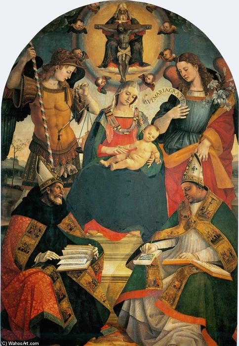 Wikioo.org - The Encyclopedia of Fine Arts - Painting, Artwork by Luca Signorelli - The Trinity, the Virgin and Two Saints