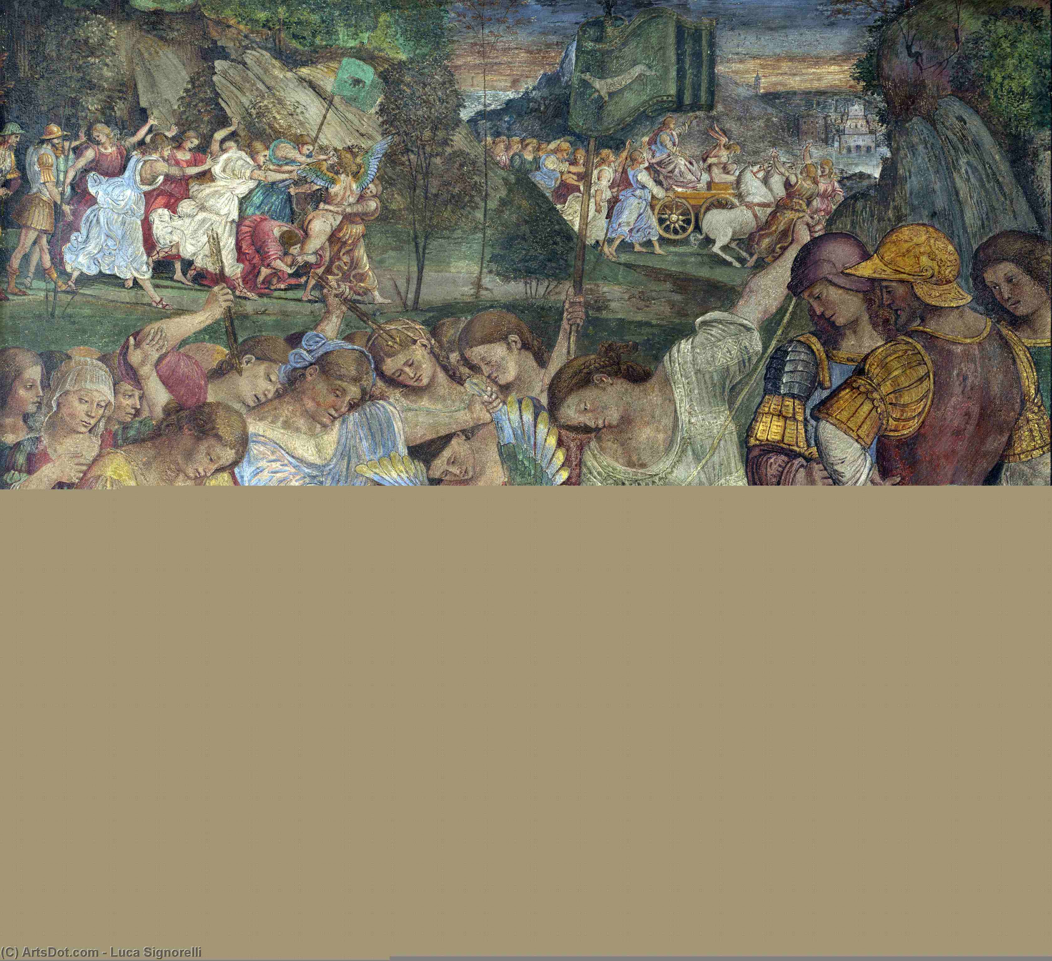 Wikioo.org – La Enciclopedia de las Bellas Artes - Pintura, Obras de arte de Luca Signorelli - Dante con escenas desde el divina comedia