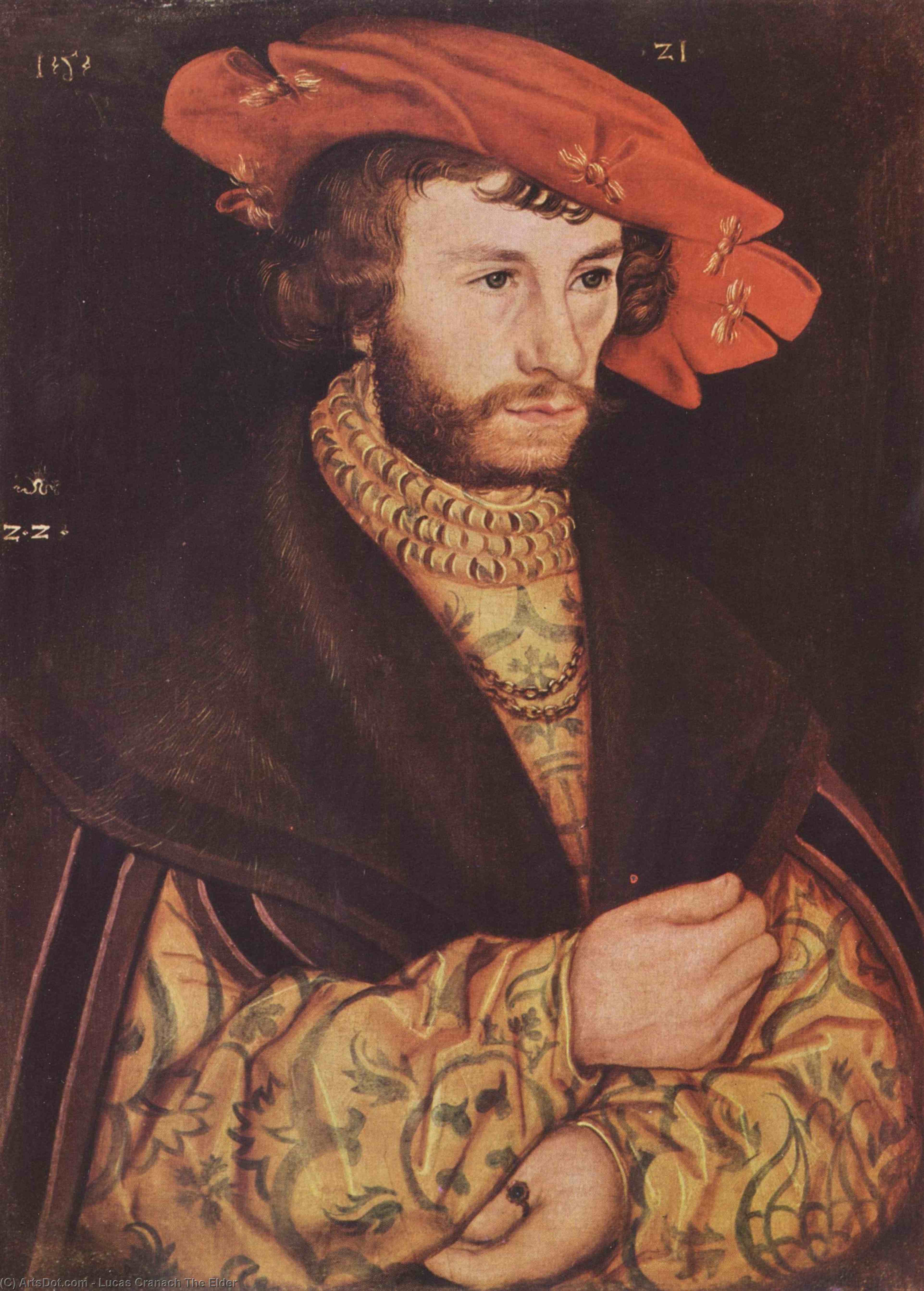 Wikioo.org - The Encyclopedia of Fine Arts - Painting, Artwork by Lucas Cranach The Elder - Portrait of a young man in hat