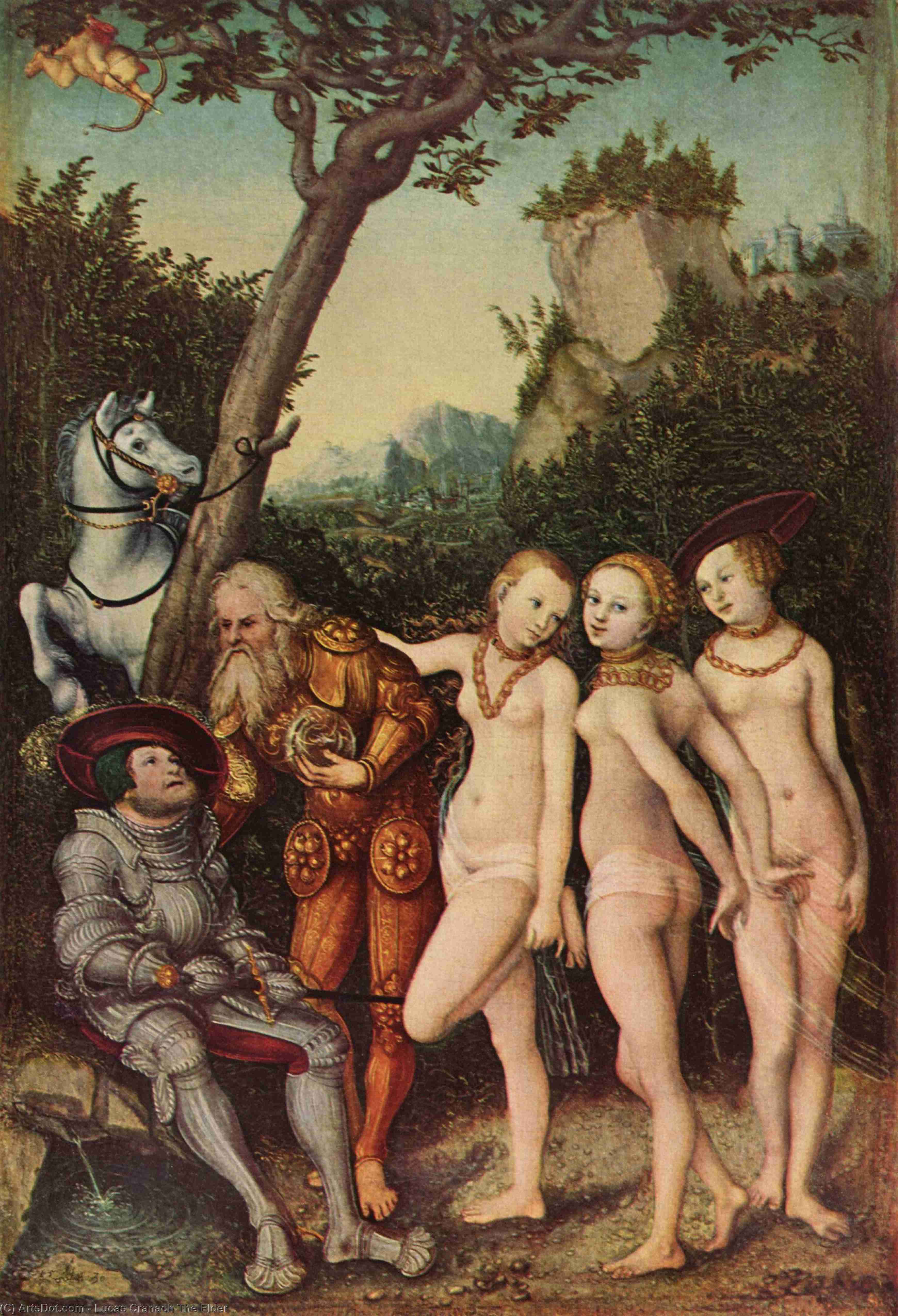Wikoo.org - موسوعة الفنون الجميلة - اللوحة، العمل الفني Lucas Cranach The Elder - The Judgment of Paris