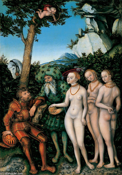 Wikioo.org - The Encyclopedia of Fine Arts - Painting, Artwork by Lucas Cranach The Elder - The Judgment of Paris