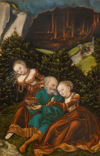 Wikioo.org – La Enciclopedia de las Bellas Artes - Pintura, Obras de arte de Lucas Cranach The Elder - lot` y sus hijas