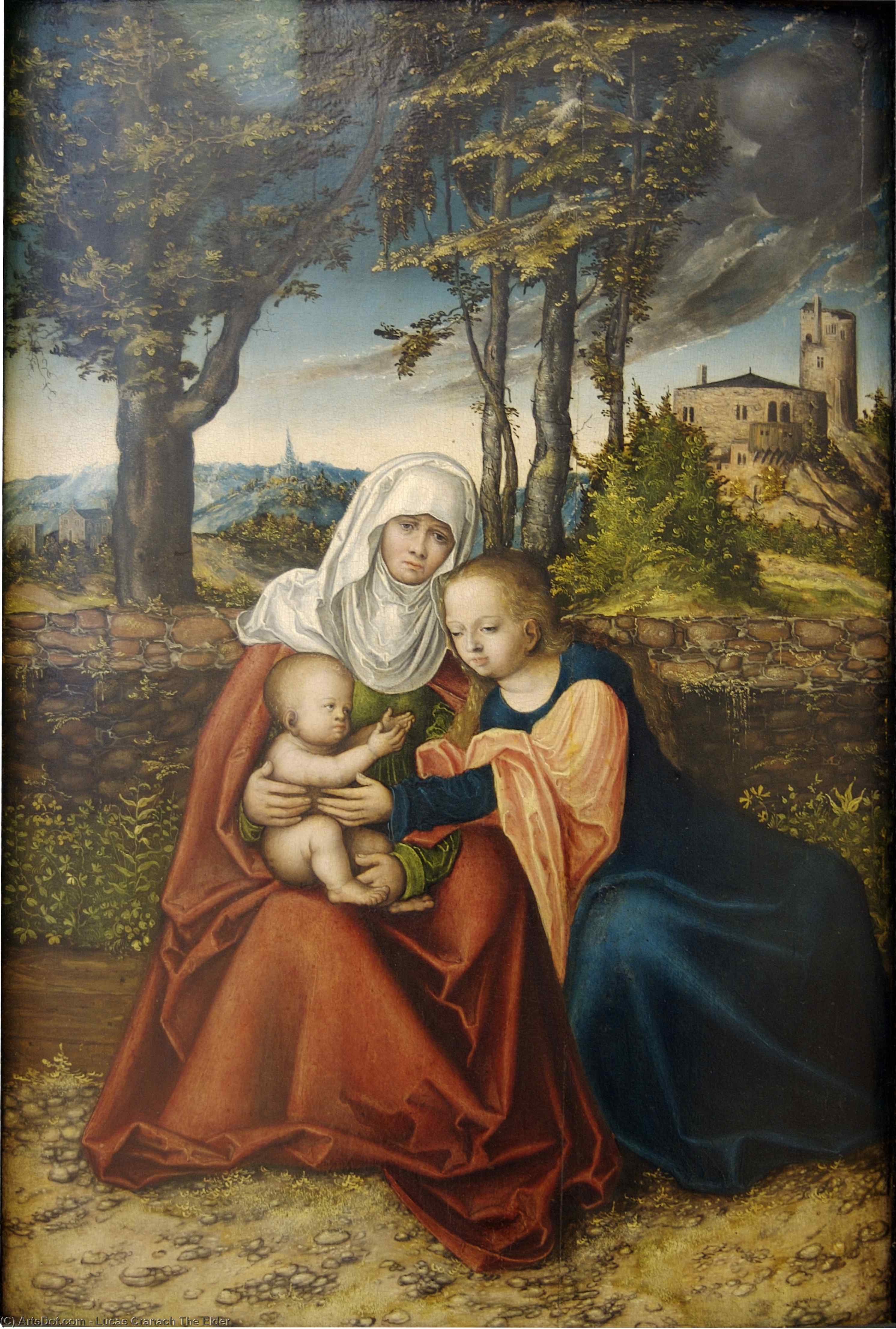 Wikoo.org - موسوعة الفنون الجميلة - اللوحة، العمل الفني Lucas Cranach The Elder - Virgin and Child with St. Anne