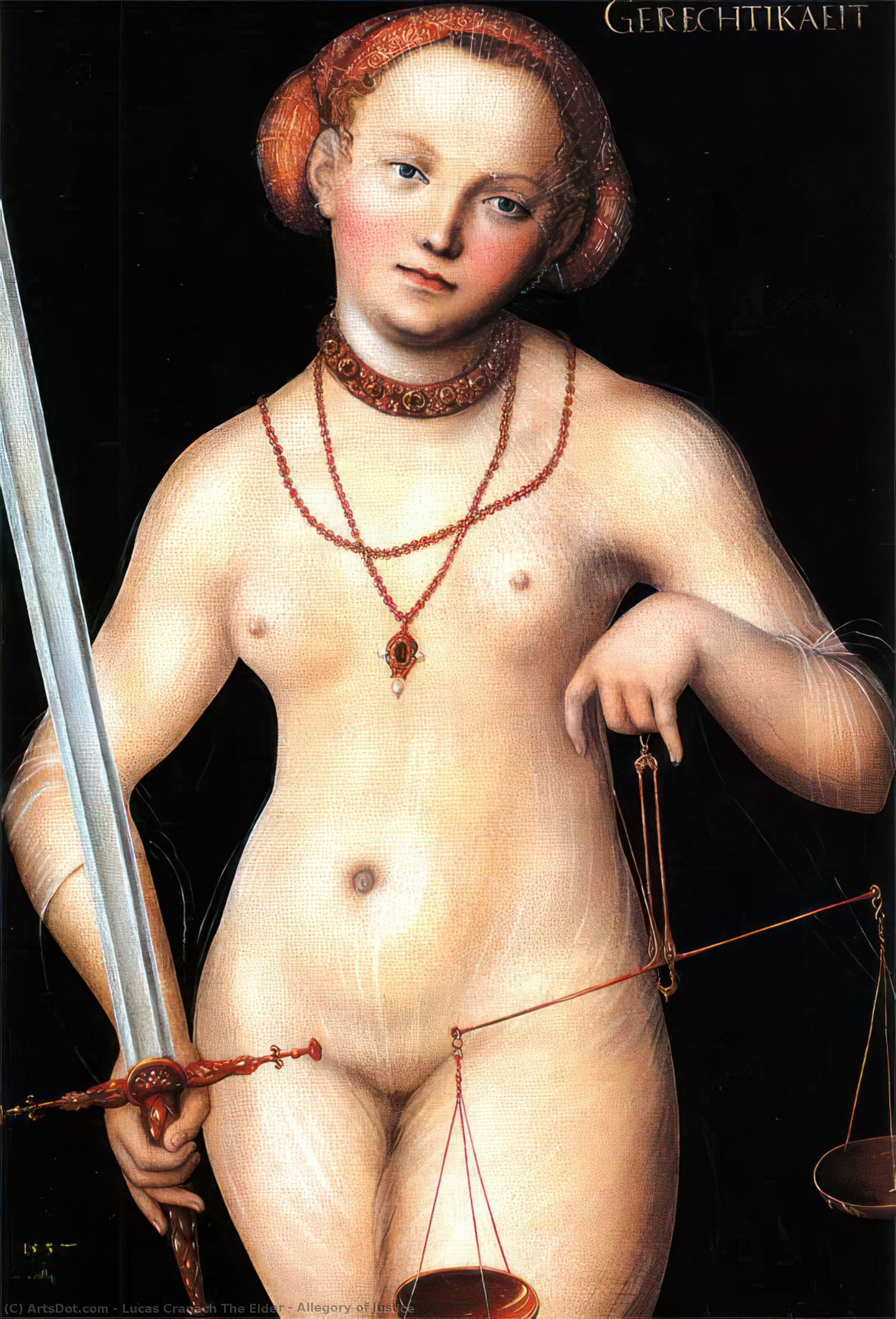 Wikoo.org - موسوعة الفنون الجميلة - اللوحة، العمل الفني Lucas Cranach The Elder - Allegory of Justice